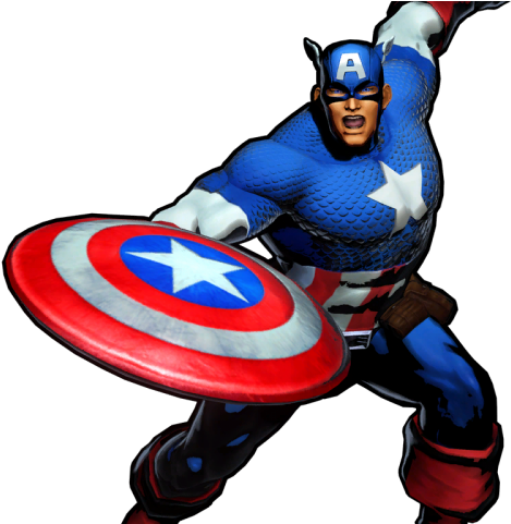 Captain Marvel Clipart Animated - Marvel Vs Capcom 3 Captain America - Png Download (640x480), Png Download