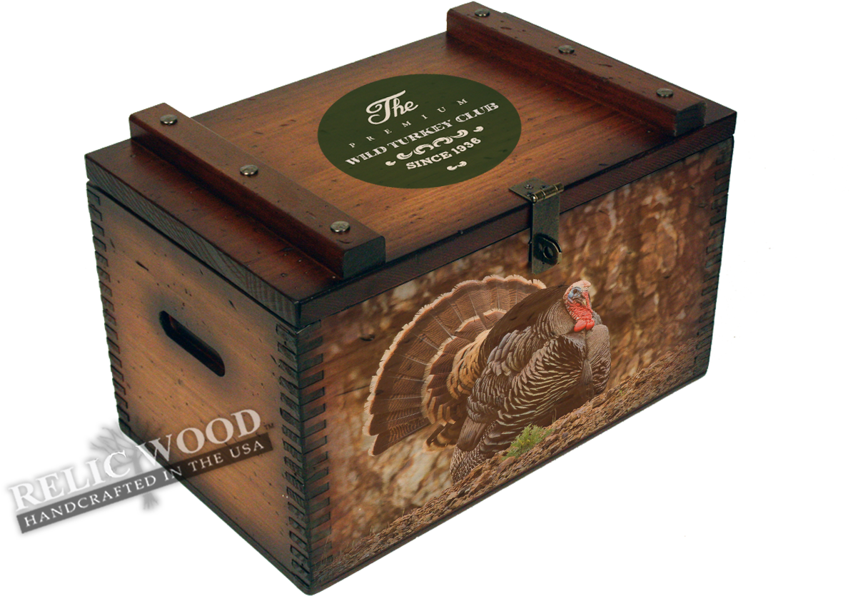 Wild Turkey Club Ammo Box - Wooden Wildlife Ammo Boxes Clipart (1300x866), Png Download
