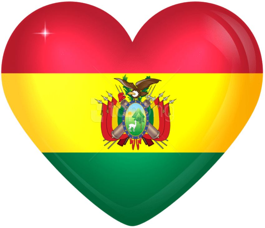 Free Png Download Bolivia Large Heart Flag Clipart - Coat Of Arms For Bolivia Transparent Png (850x733), Png Download