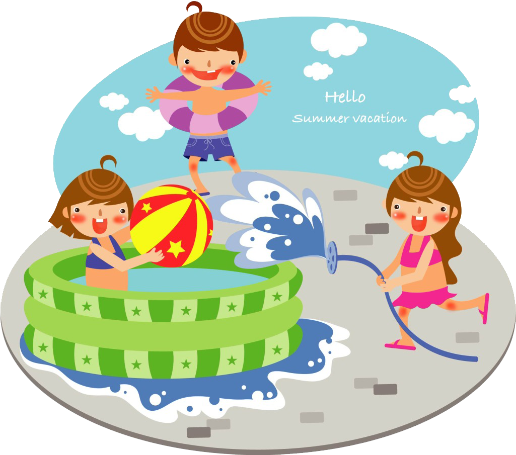 Pool Child Clip Art Children Transprent Png - Kids Playing With Water Clipart Transparent Png (1024x914), Png Download