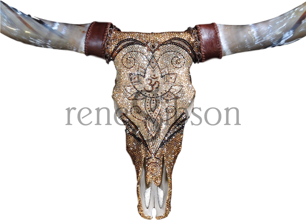 Com Cow Skull Art, Swarovski Crystals - Horn Clipart (1200x900), Png Download