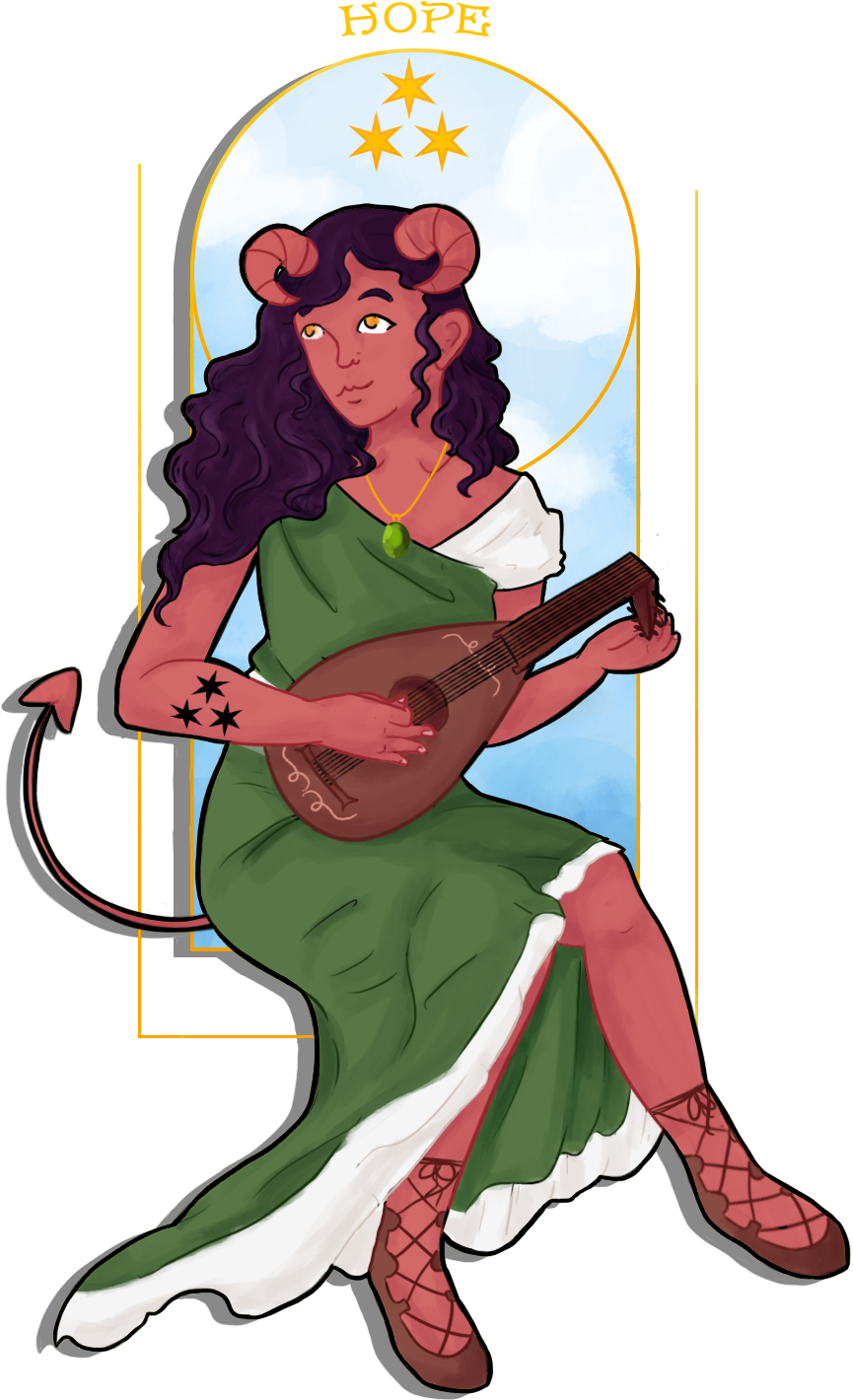[rf] Hope, A Tiefling Bard - Cartoon Clipart (1000x1500), Png Download
