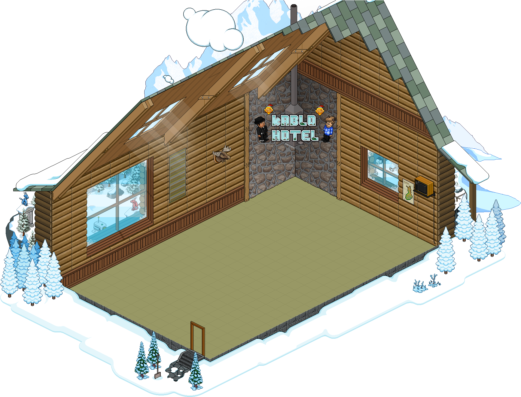 Kersthuis - Habbo Retro Room Ads Clipart (1845x1371), Png Download