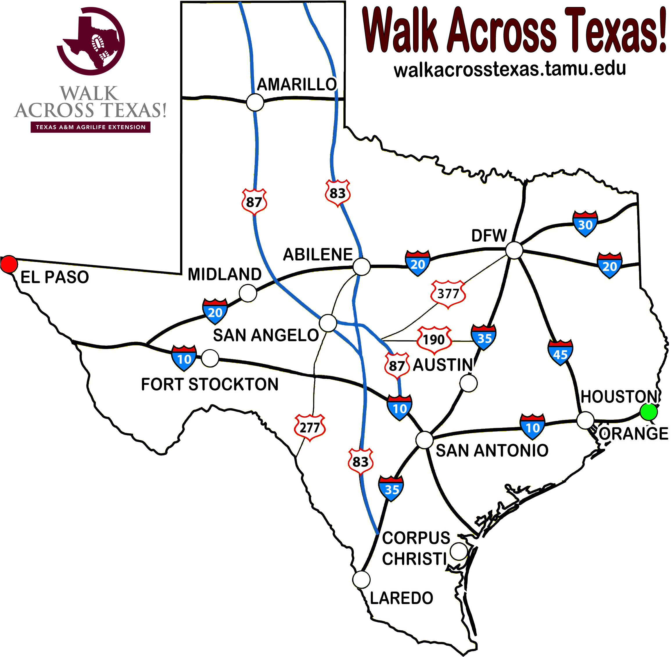 Walk Across Texas Example Map - Rancho De Ricky Muñoz Clipart (2326x2290), Png Download