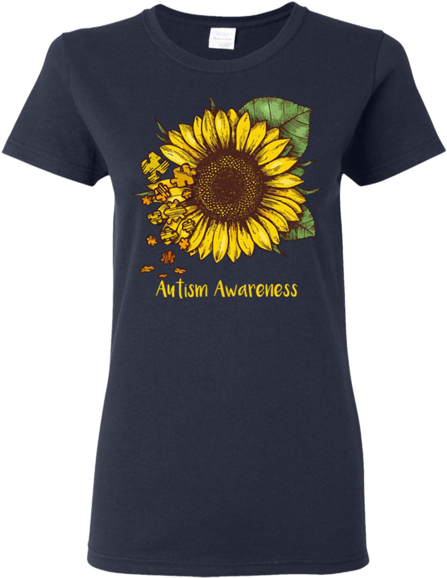 Sunflower Autism Awareness Shirt , Png Download - Ribbon Sunflower Shirt Clipart (888x1148), Png Download