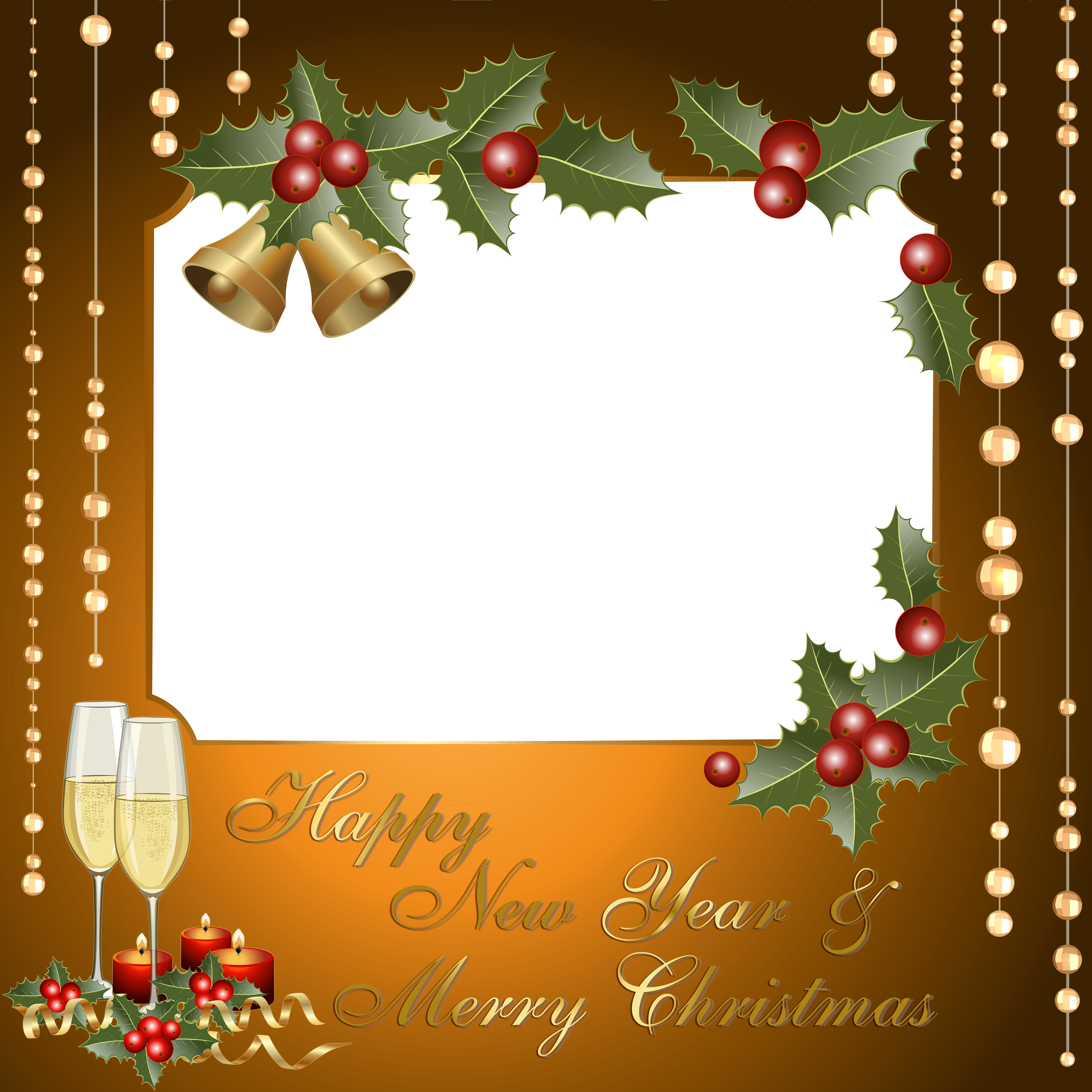 Moldura Cartao Natal Fim De Ano Dourado 2 - Transparent Christmas Borders Png Clipart (6249x6249), Png Download