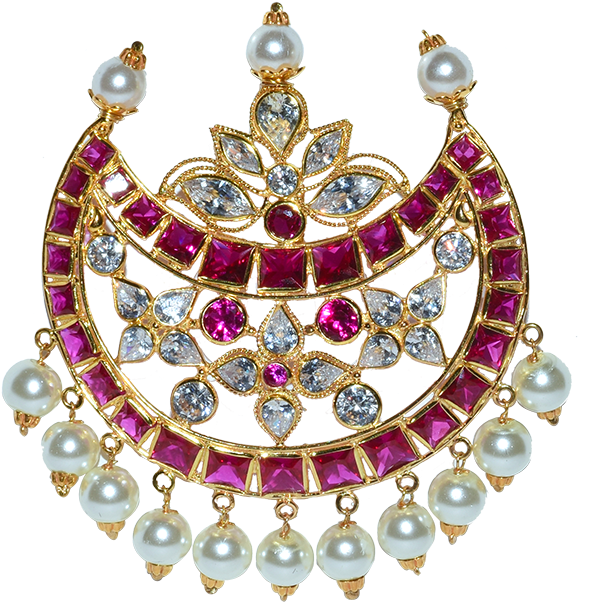 Pendant With Gold, Polki And Pearl In Colourful Flower - Pearl Clipart (1080x1080), Png Download