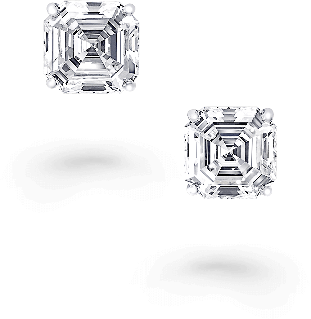 A Pair Of Classic Graff Square Emerald Cut Diamond - Diamond Clipart (2000x2000), Png Download