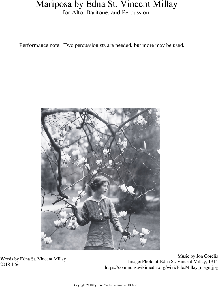 Mariposa By Edna St - Edna St Vincent Millay Yearbook Clipart (850x1100), Png Download