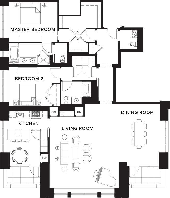 Unit A Alt Arial View - Ritz Carlton Residences Boston Floor Plan Clipart (668x774), Png Download