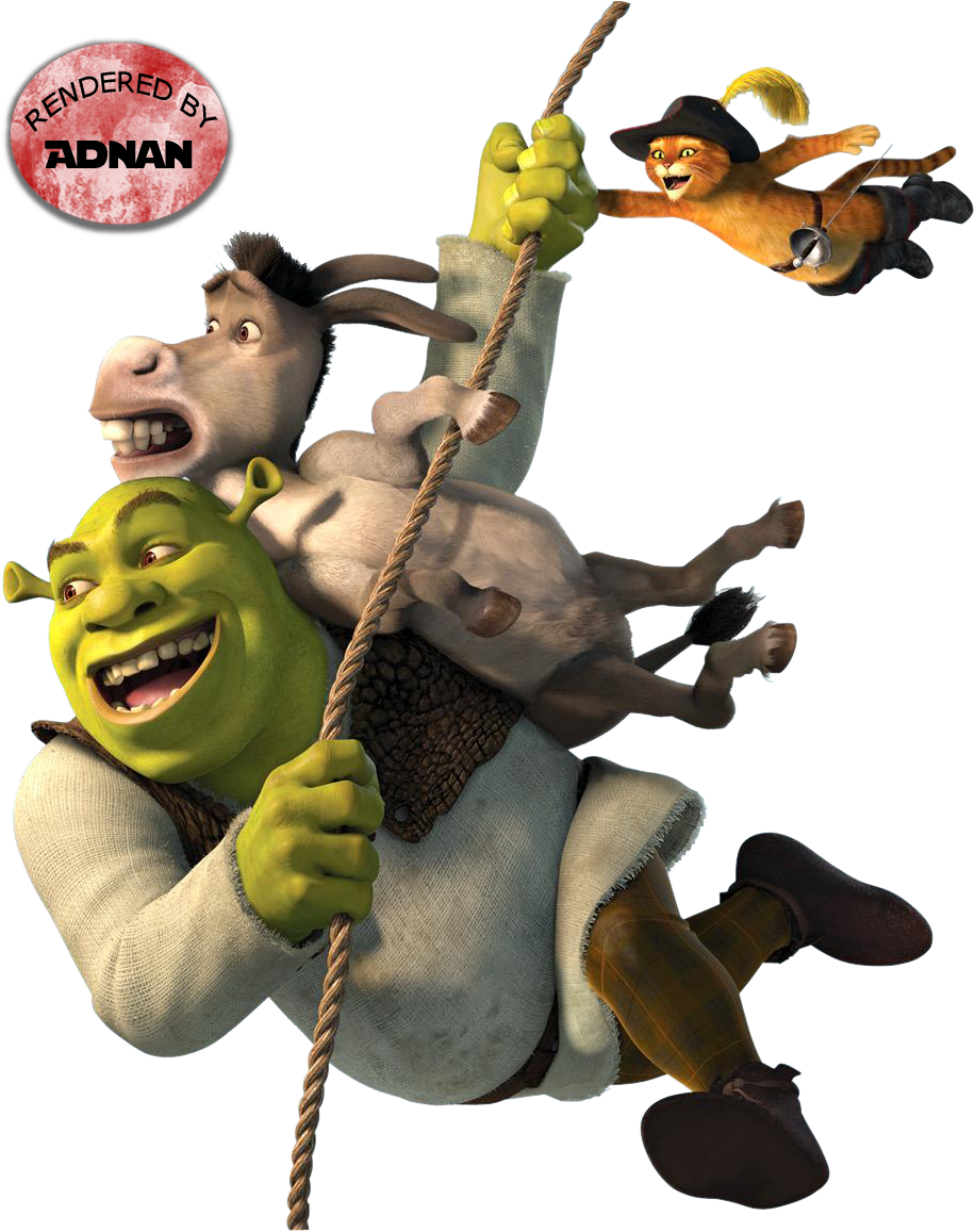 Heres The Render I Used - Shrek Donkey And Pusz Clipart (965x1158), Png Download