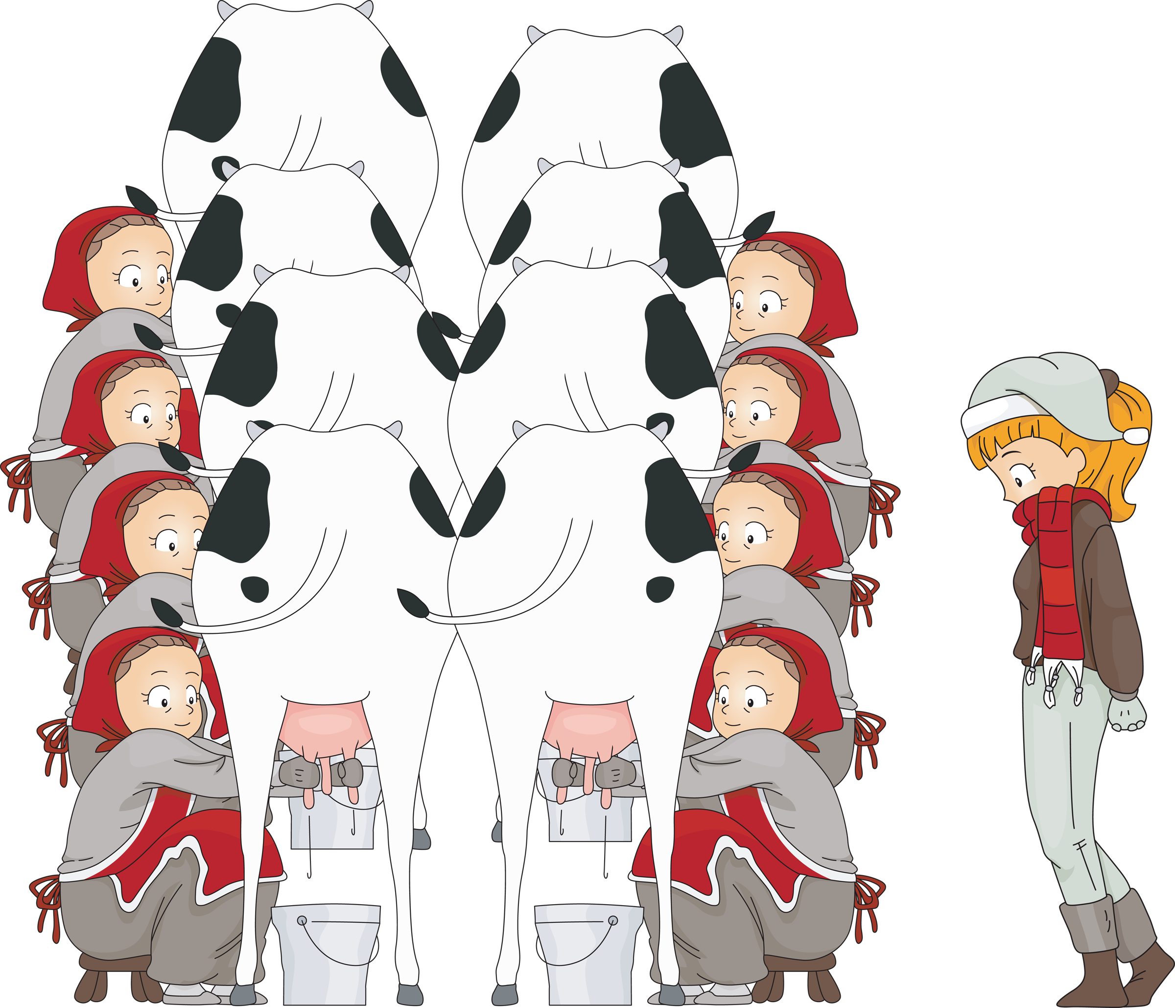 The 12 Days Of Christmas Essential Oil Recipes For - Eight Maids A Milking Clipart (2400x2058), Png Download