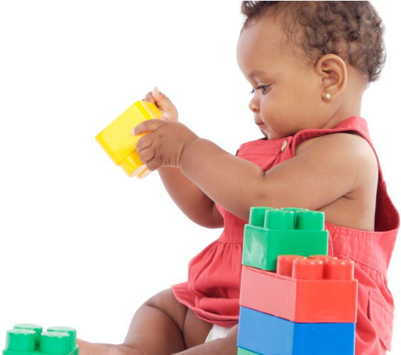Black Baby And Blocks Clipped Rev - Black Baby Playing With Toys - Png Download (800x500), Png Download