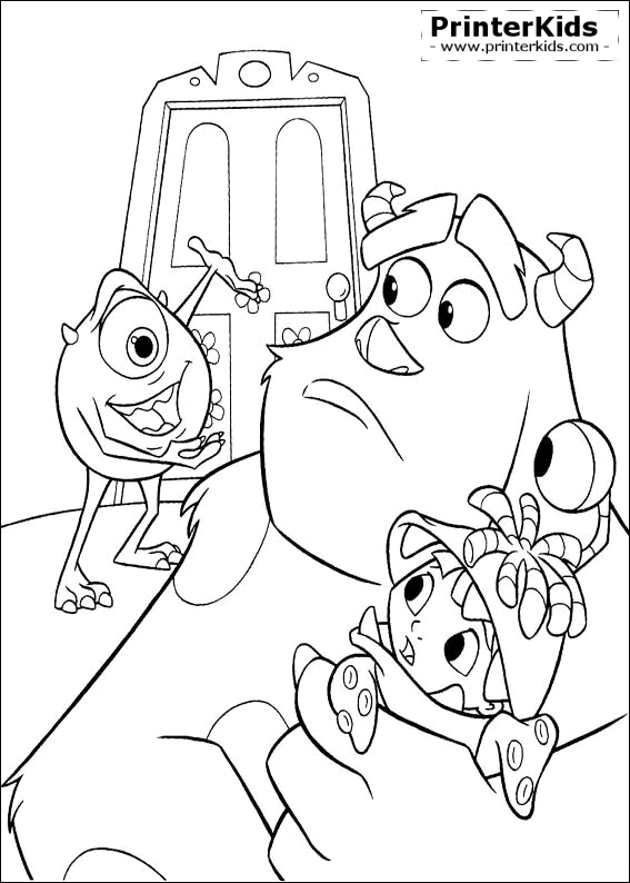 View Larger - Coloring Mike Boo And Sulley Clipart (567x794), Png Download