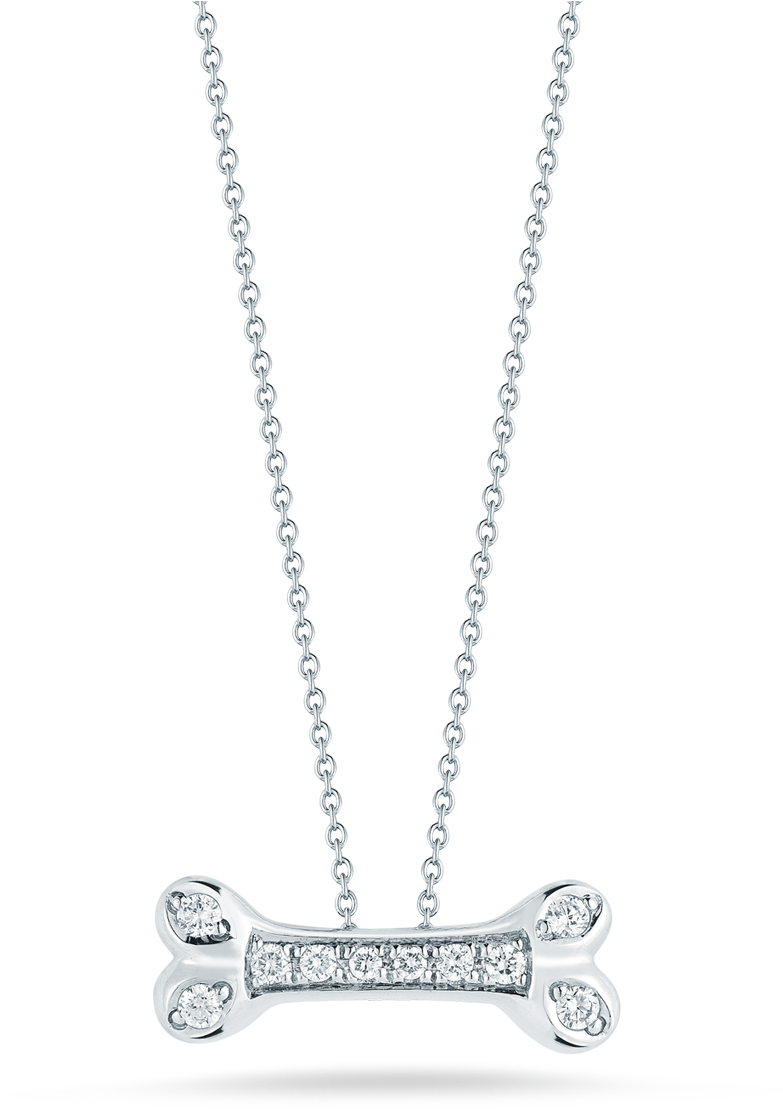 Roberto Coin Tiny Treasures 18k White Gold Dogbone - Diamond Dog Chain Png Clipart (1600x1600), Png Download
