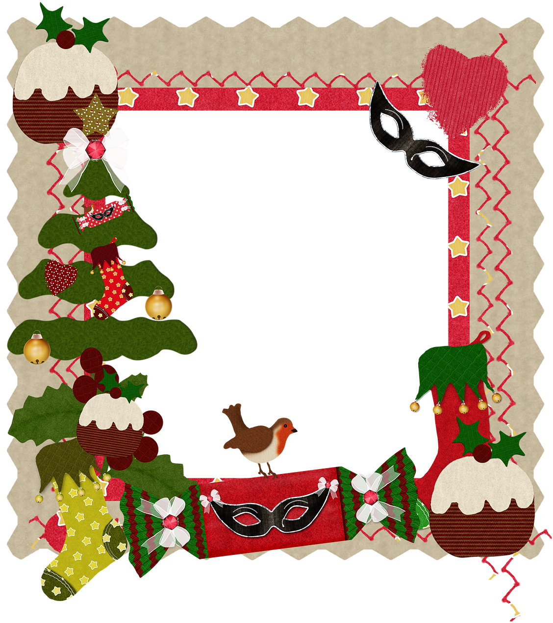 Christmas Frame Heart Card Png Image - Santa Christmas Images Frame Clipart (1128x1271), Png Download