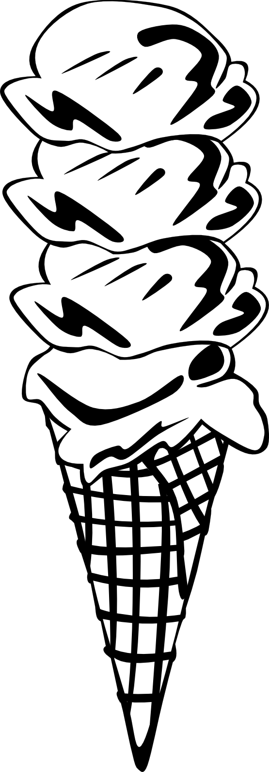 Png Royalty Free Stock Black And White Ice Cream Cone - Ice Cream Cone Clip Art Transparent Png (555x1589), Png Download