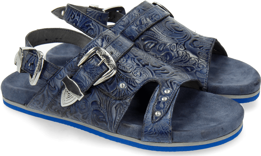 Mules Helen 2 Floral Print Moroccan Blue - Slide Sandal Clipart (1024x1024), Png Download