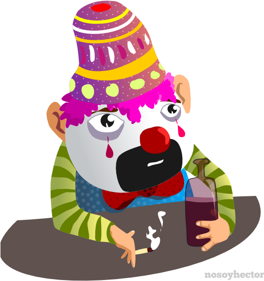 Payaso Triste Clown 555px - Palhaco Chorando Desenho Animado Clipart (555x594), Png Download