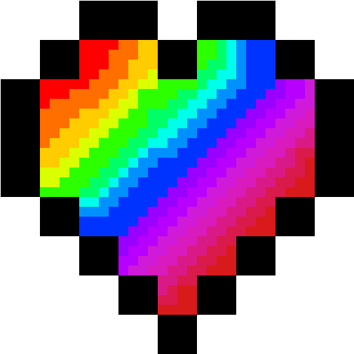 Rainbow Heart - Pixel Art Heart Clipart (1400x1400), Png Download