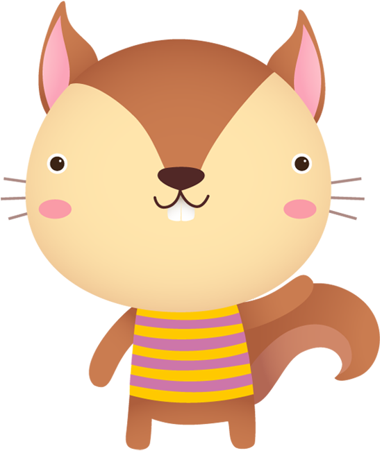 Cute Squirrel Cartoon With Hand Waving - Cute Squirrel Cartoon Png Clipart (550x650), Png Download