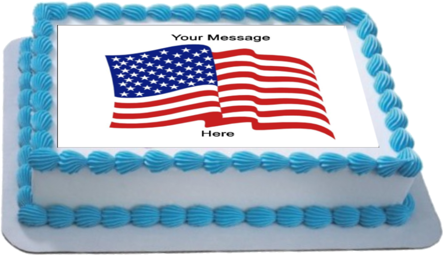 Personalised American Flag Fondant Icing Cake Topper - Littlest Pet Shop Sheet Cake Clipart (1000x699), Png Download