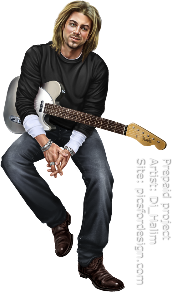Men Musician 4 - Electric Guitar Clipart (640x1000), Png Download