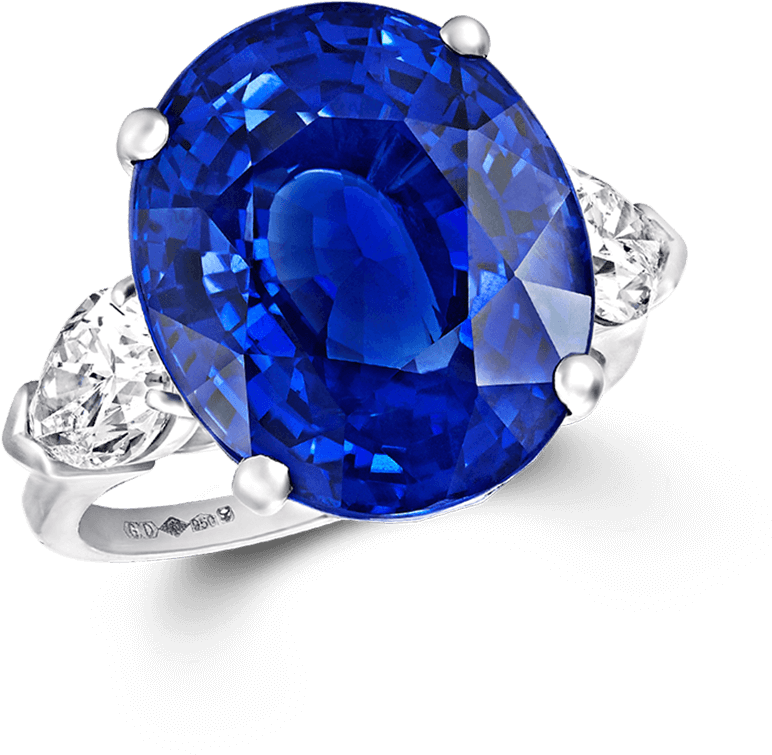 A Graff High Jewellery Oval Shape Burmese Sapphire - Graff Sapphire Engagement Ring Clipart (1634x1634), Png Download