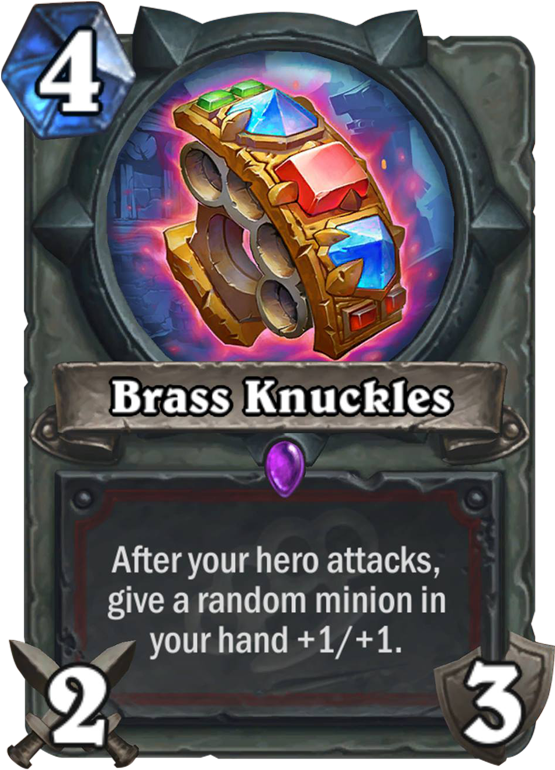 Brass Knuckles Card - Brass Knuckles Hearthstone Clipart (567x811), Png Download