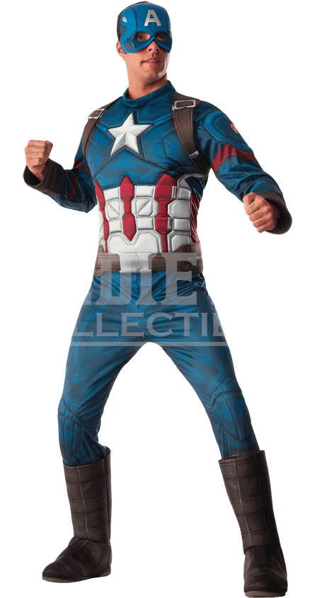 Adult Civil War Deluxe Captain America Costume - Captain America Adult Costume Clipart (850x850), Png Download