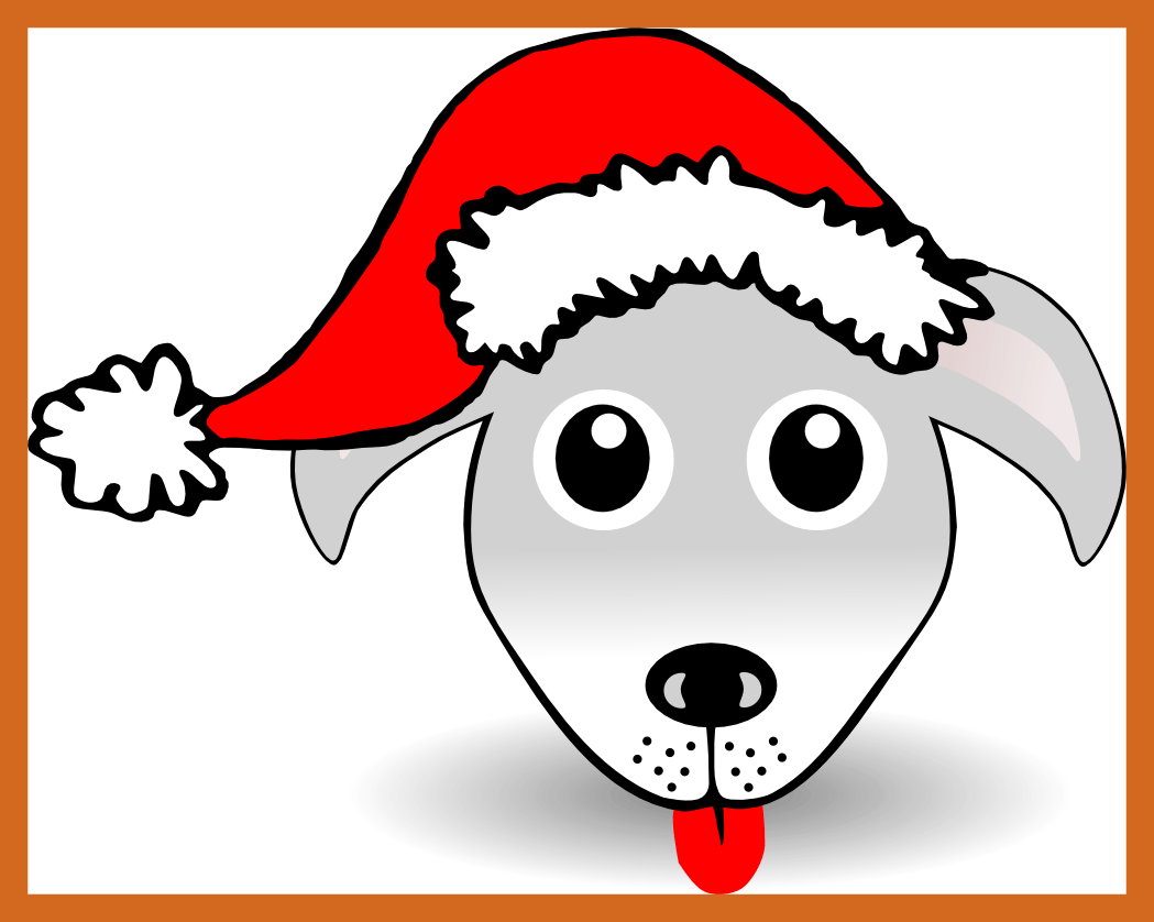 Awesome Dog Clip Art On For Cute - Dog With Santa Hat Drawing - Png Download (1049x838), Png Download