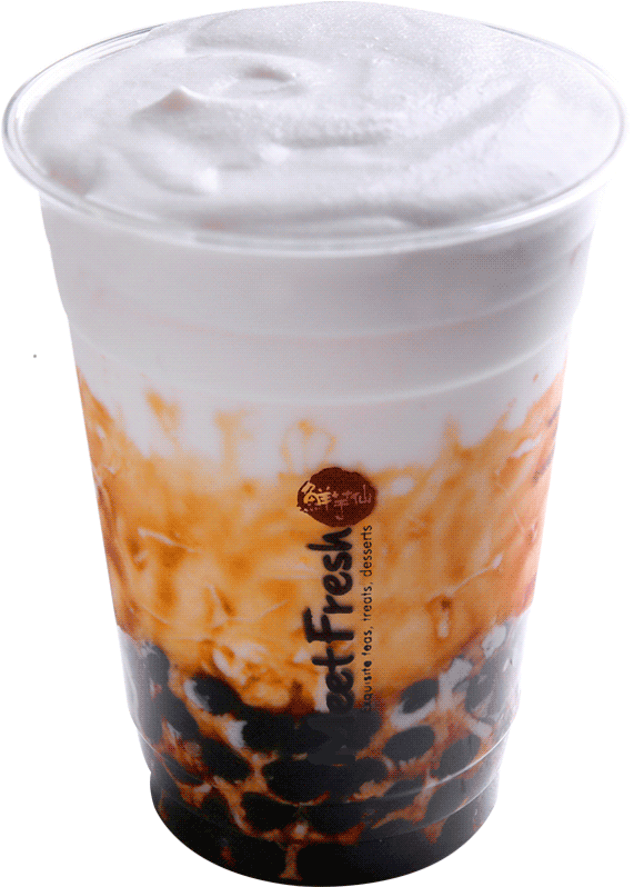 Fluffy Fresh Milk W/black Sugar Boba -whipped Cream - Oliang Clipart (800x800), Png Download