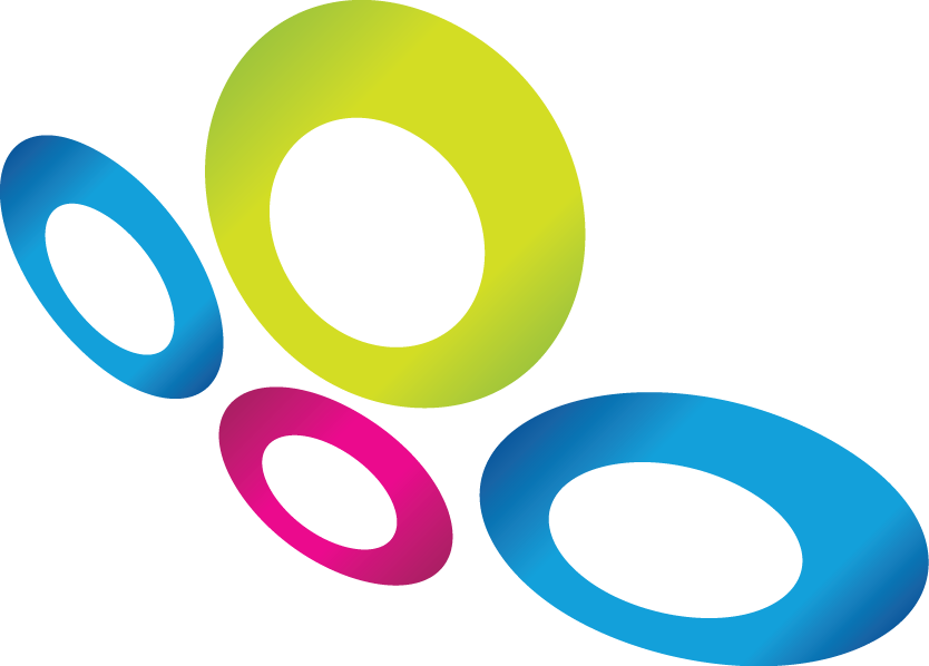 Blue Pink Yellow Round Abstract Logo - Innovative Logo Clipart (834x598), Png Download