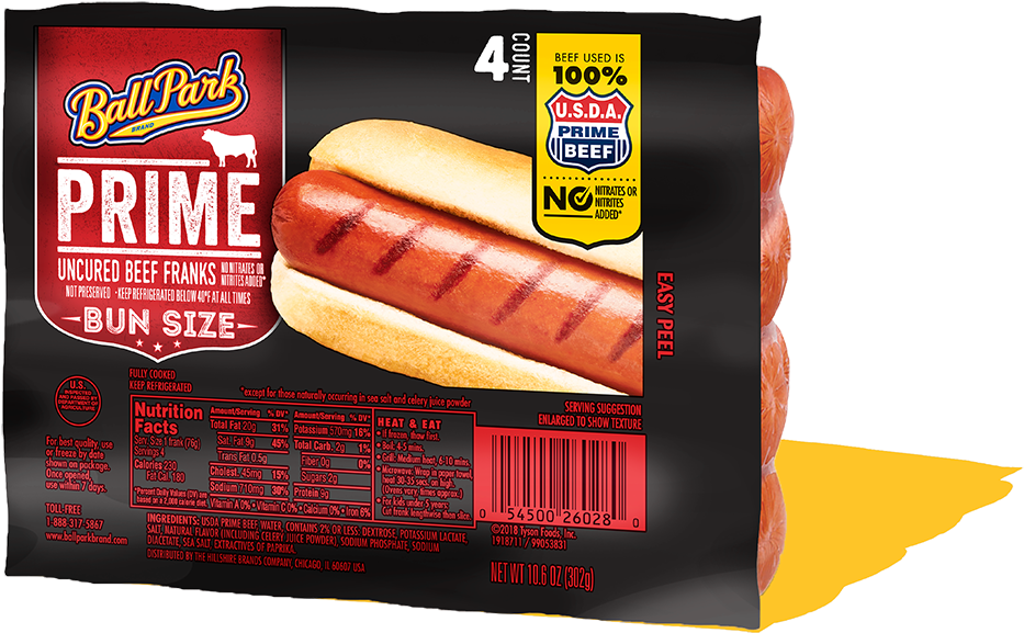 Ball Park Bun Size Prime Beef Hot Dogs , Png Download Clipart (933x577), Png Download