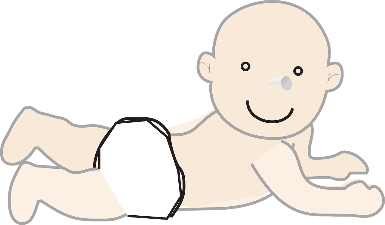 Baby Diaper Cute Child Little Png Image - Naked Baby Cartoon Transparent Clipart (1280x748), Png Download