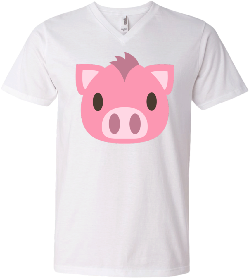 Pig Face Emoji Men's V Neck T Shirt - Domestic Pig Clipart (852x951), Png Download