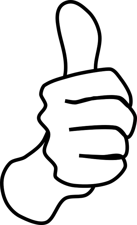 Thumb Up, Hand, Like, Confirm, Go, Top, Yes, Sign - Line Drawing Of Thumb Clipart (439x720), Png Download