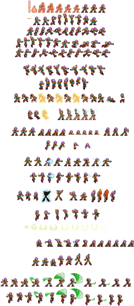 Photo Modern Charle Brown X Style Sprite Sheet Color - 16 Bit Megaman X Sprite Clipart (446x1024), Png Download