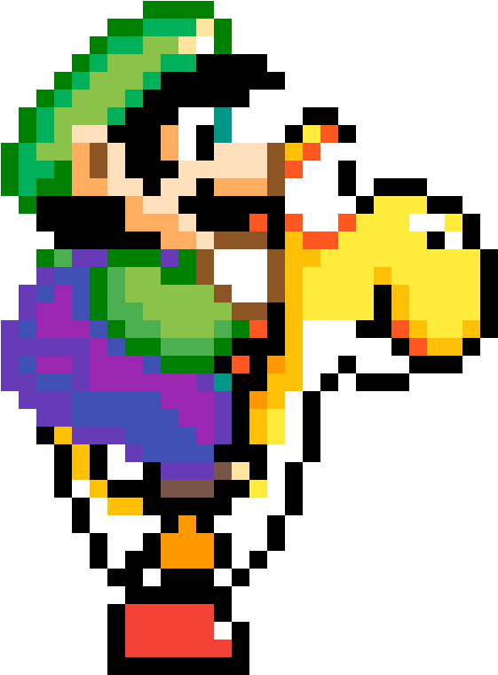 Luigi And Yellow Yoshi By President-grif - Yoshi And Mario Pixel Clipart (1200x1120), Png Download