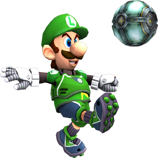 Luigi And Daisy, Mario And Luigi, Luigi's Mansion Dark - Luigi Super Mario Strikers Clipart (646x644), Png Download