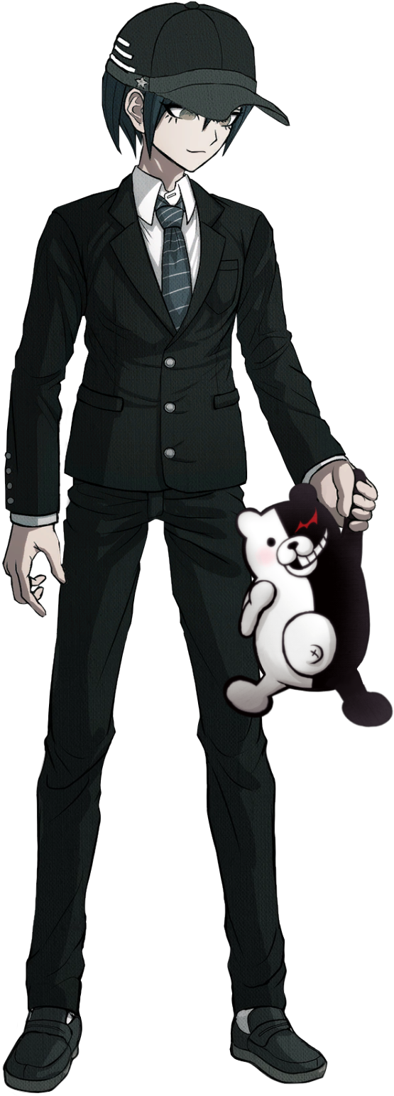 Prologue Shuichi Holding A Monokuma For Anon ~ - Saihara Shuichi Sprite Png Clipart (960x1920), Png Download