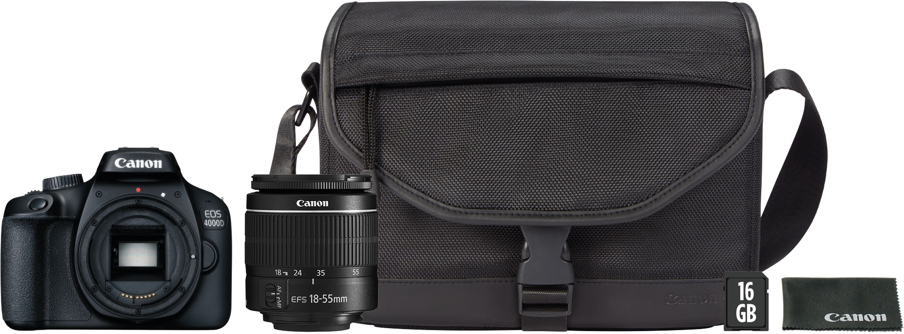 Cámara Fotográfica Digital Réflex Canon Eos 4000d 18 - Canon Ef-s 18–55mm Lens Clipart (1849x684), Png Download