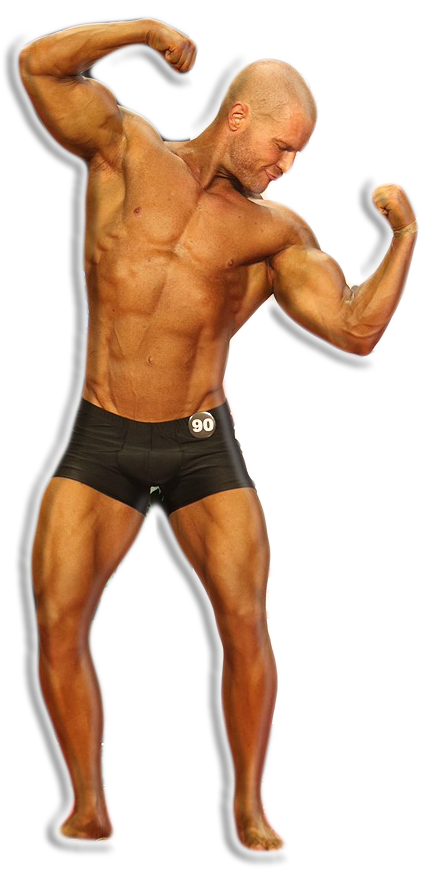 Posing Suits, Classic Physique/muscle Model Trunks - Bodybuilder Posing Png Clipart (600x900), Png Download