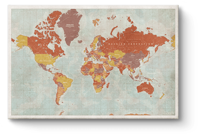 Vintage World Map Png - Engineers Without Borders Chapter Map Clipart (692x468), Png Download