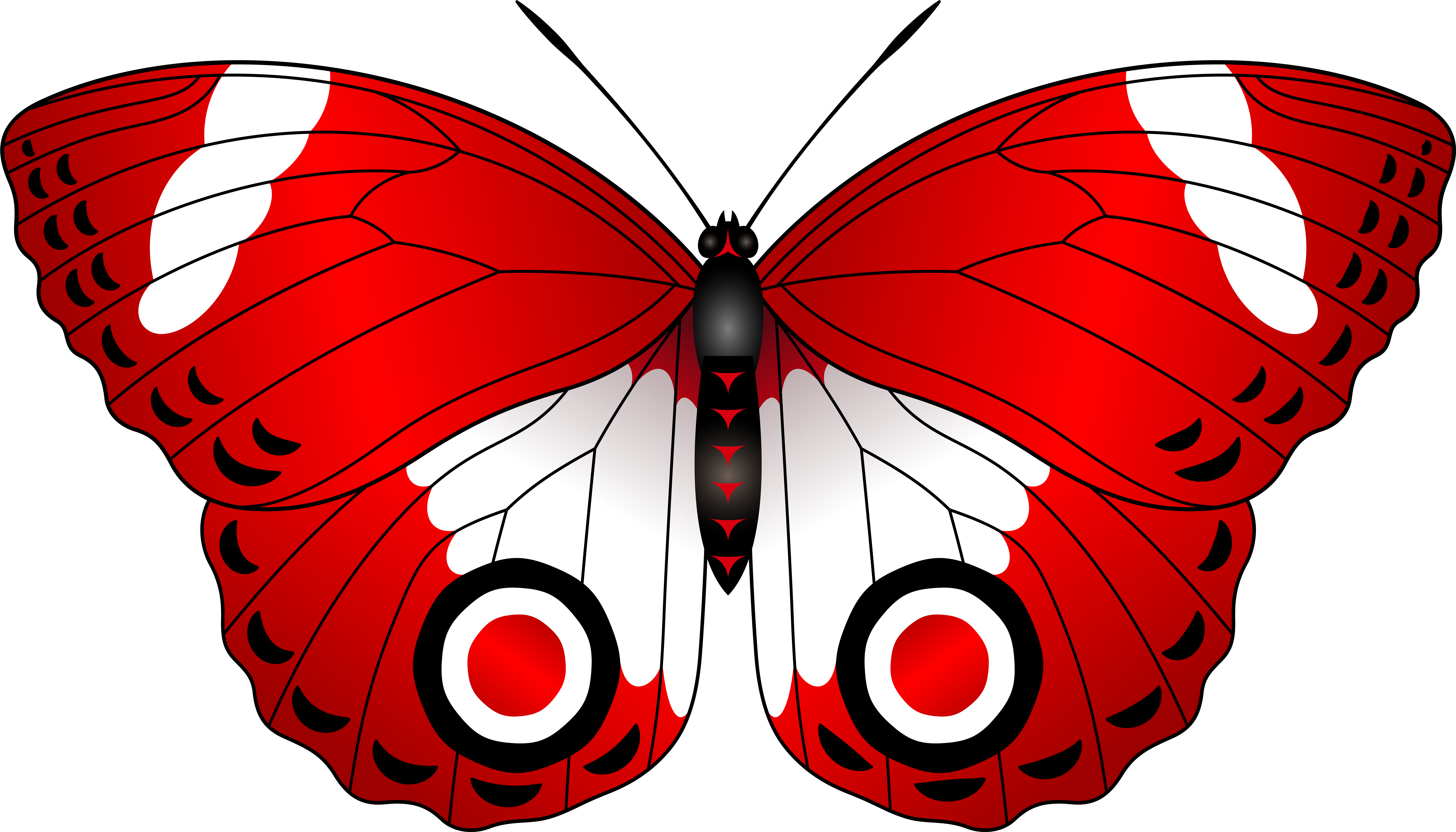 Graphic Black And White Stock Transparent Clip Art - Red Butterfly - Png Download (8000x4611), Png Download