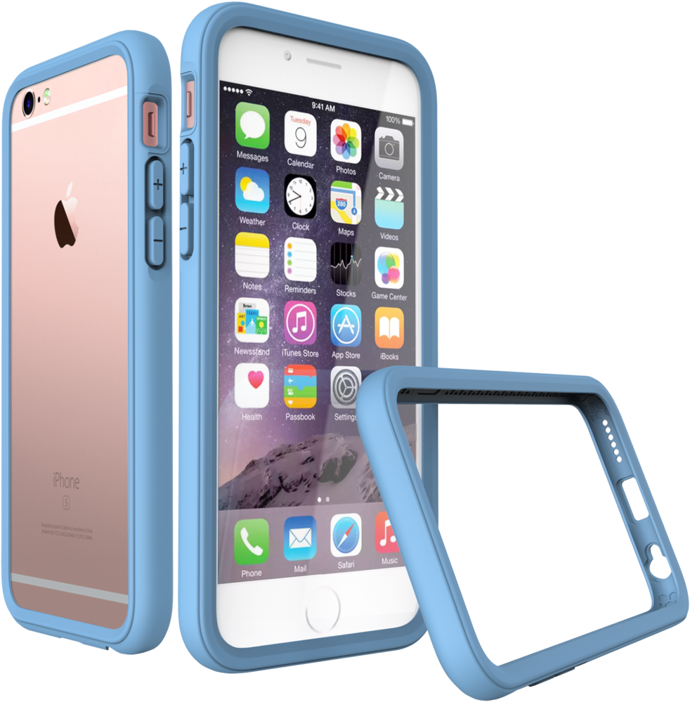 Rhino Shield Crash Guard Bumper For Iphone 6 / 6s Blue Clipart (982x999), Png Download