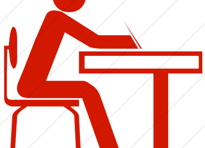 Des Machin - Student Sitting At Desk Clipart (690x500), Png Download