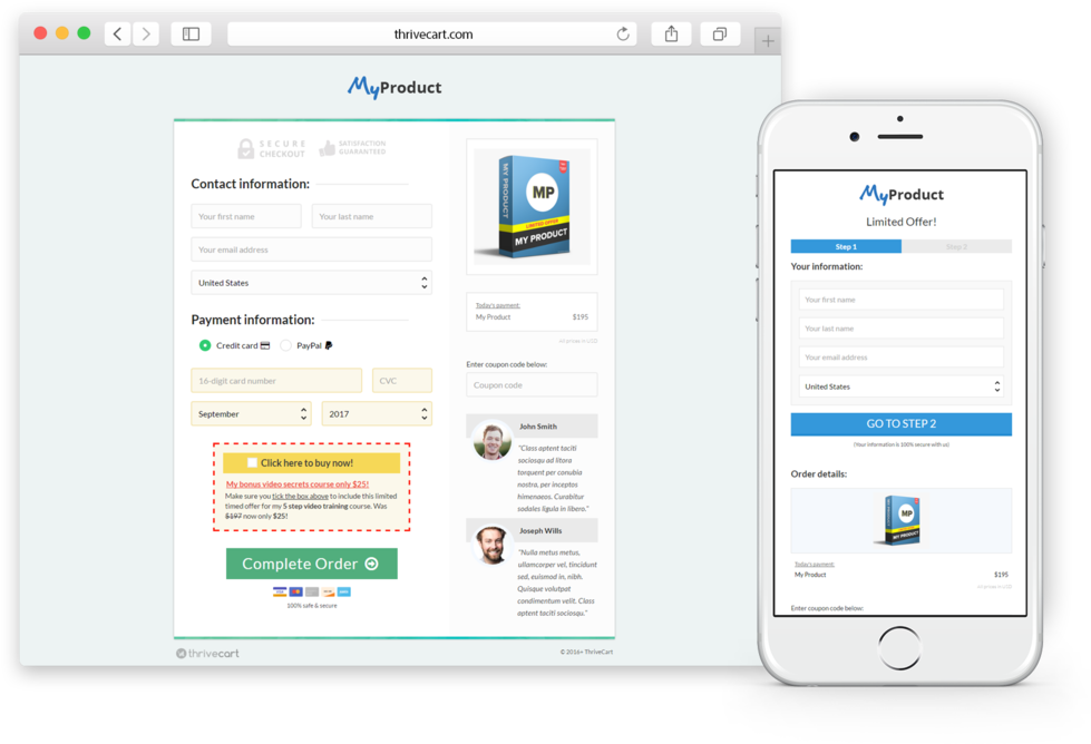 Ready To Use, High-converting Proven Cart Templates - Thrive Cart Checkout Page Clipart (1024x677), Png Download