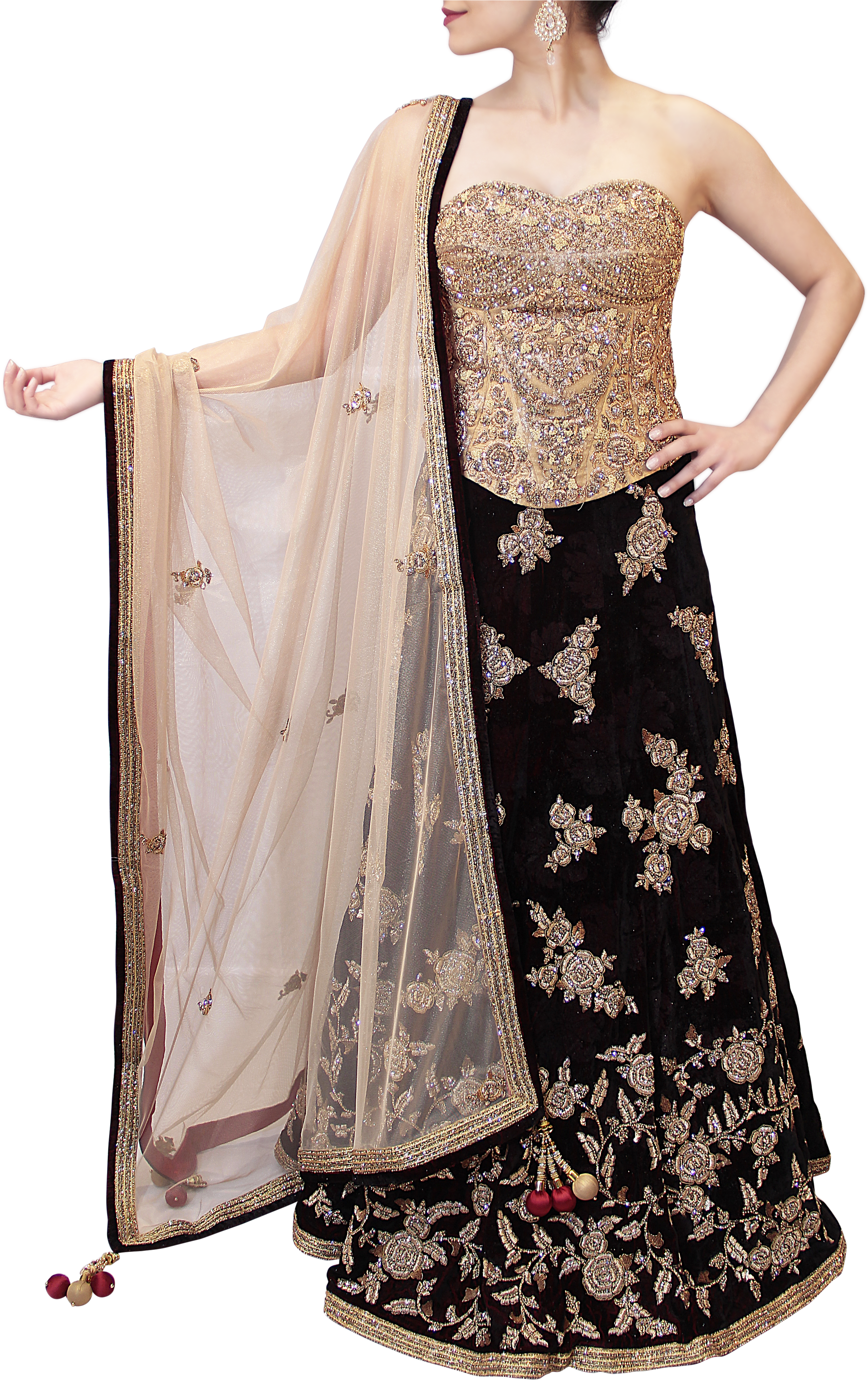 Maroon And Gold Bridal Lehenga Wedding Boxes, Beautiful Clipart (3574x4096), Png Download