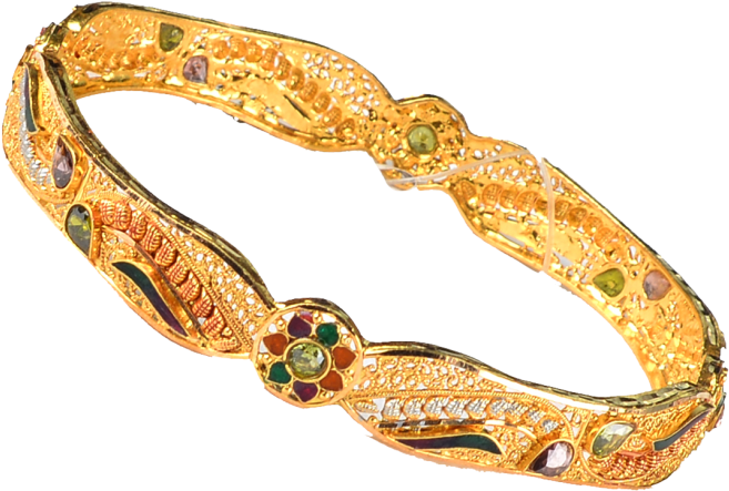 Latest Jewellery Collections Latest Gold Jewellery - Gold Bangle Jewellery Png Clipart (700x502), Png Download